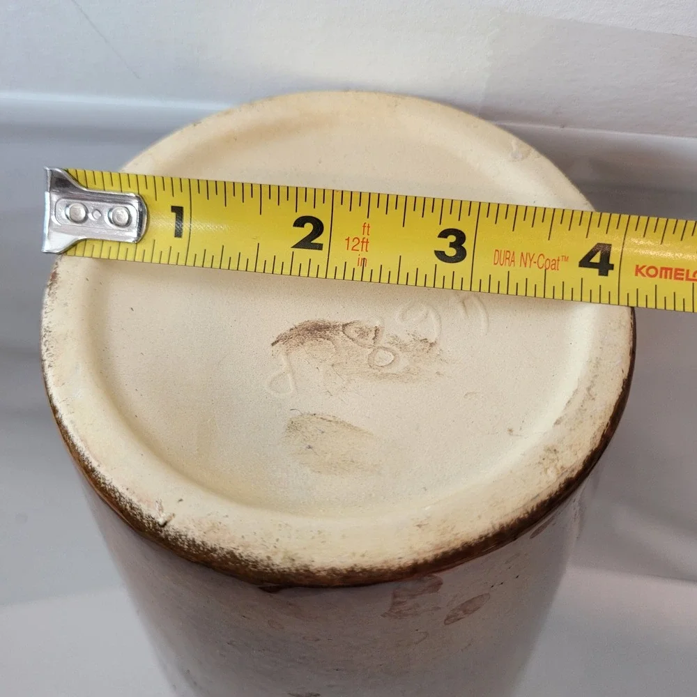 Nemadji Pottery Vase 4688P Vintage Modern Brown Glazed Ribbed Dual Handle 14